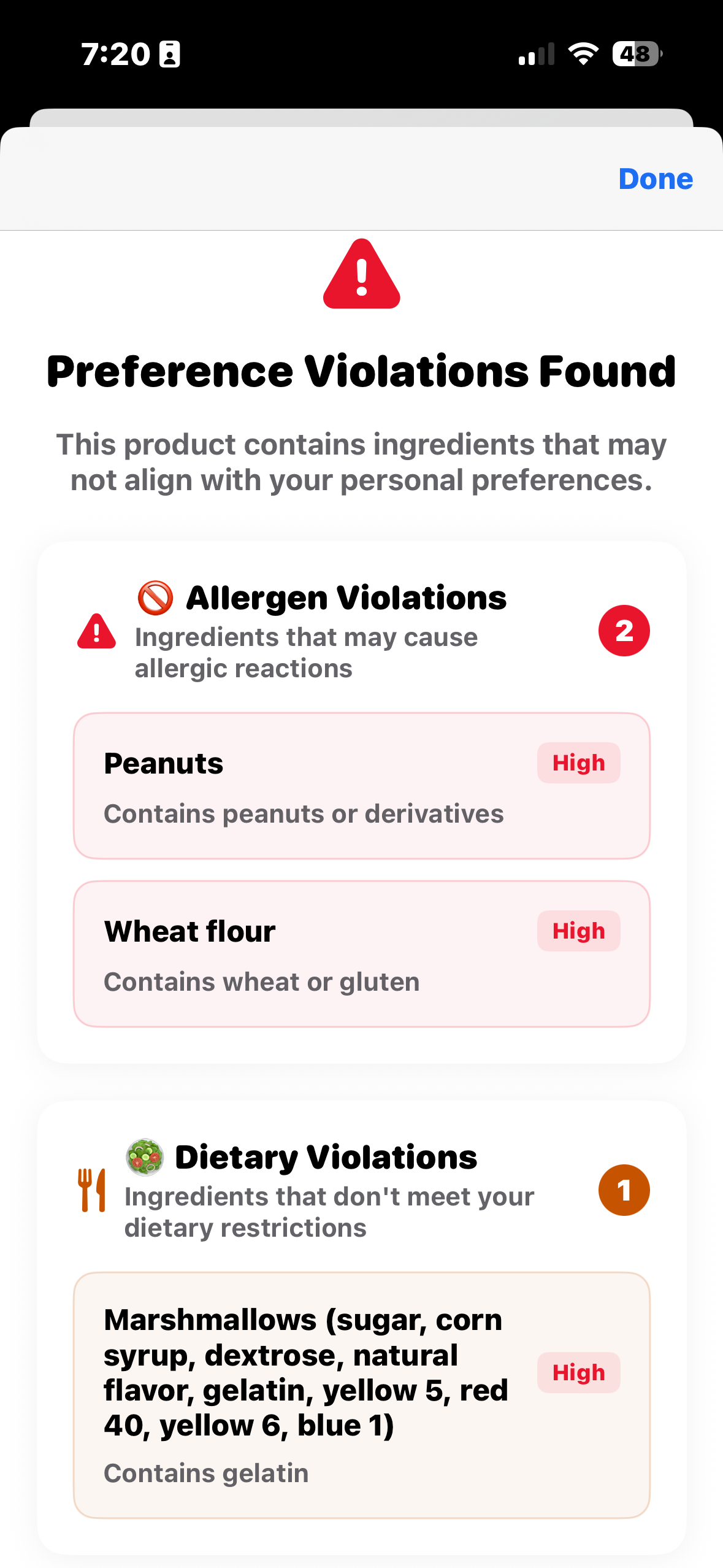 Personal Preferences Screenshot